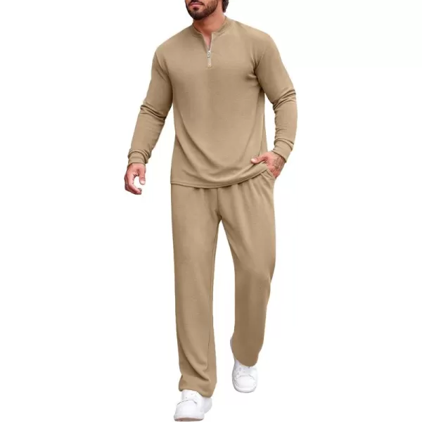 COOFANDY Men's 2 Piece Tracksuit Set Polo Athletic Sweatsuit Quarter Zip Jogging Long Sleeve Casual Sports Outfits