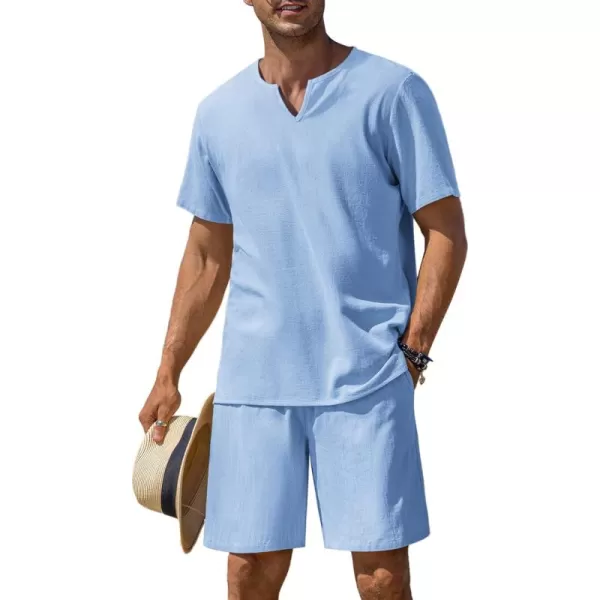 COOFANDY Men's 2 Pieces Short Sets Cotton Linen Shirts Short Sleeve Casual Beach Shorts Summer Yoga Outfits