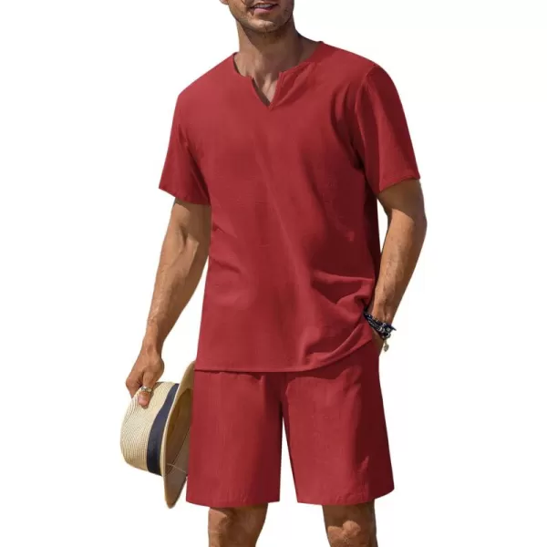 COOFANDY Men's 2 Pieces Short Sets Cotton Linen Shirts Short Sleeve Casual Beach Shorts Summer Yoga Outfits