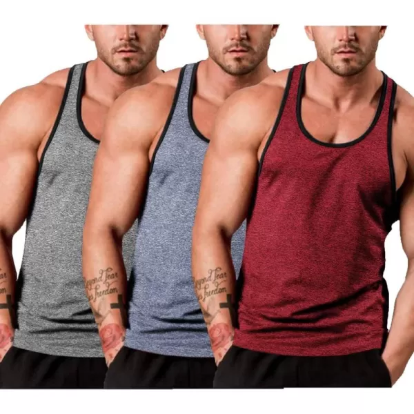 COOFANDY Men's 3 Pack Gym Tank Tops Y-Back Workout Muscle Tee Sleeveless Fitness Bodybuilding T Shirts