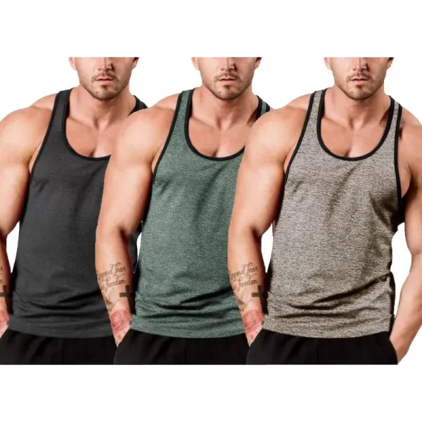COOFANDY Men's 3 Pack Gym Tank Tops Y-Back Workout Muscle Tee Sleeveless Fitness Bodybuilding T Shirts
