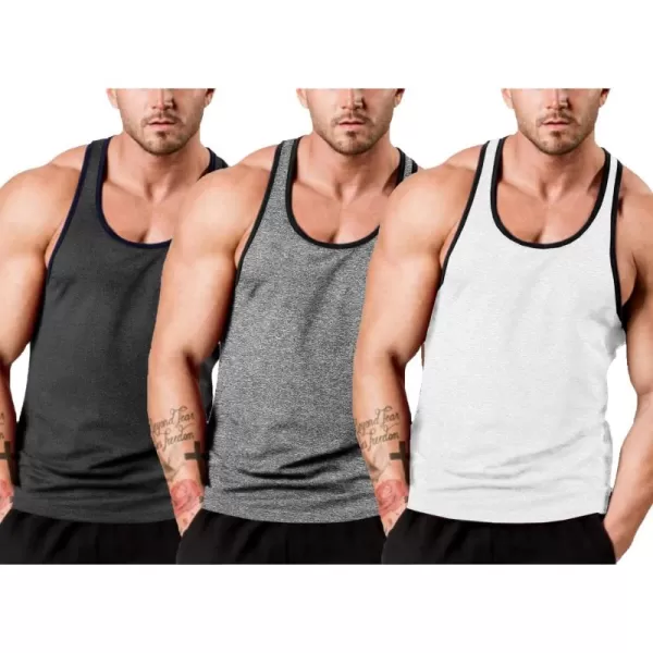 COOFANDY Men's 3 Pack Gym Tank Tops Y-Back Workout Muscle Tee Sleeveless Fitness Bodybuilding T Shirts