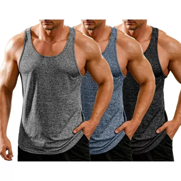 COOFANDY Men's 3 Pack Gym Tank Tops Y-Back Workout Muscle Tee Training Bodybuilding Fitness Sleeveless T Shirts