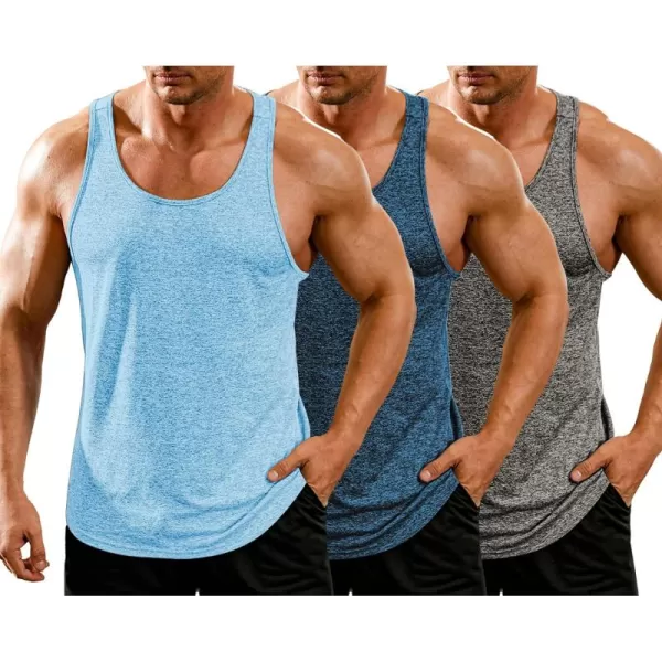 COOFANDY Men's 3 Pack Gym Tank Tops Y-Back Workout Muscle Tee Training Bodybuilding Fitness Sleeveless T Shirts