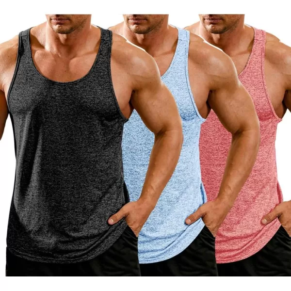 COOFANDY Men's 3 Pack Gym Tank Tops Y-Back Workout Muscle Tee Training Bodybuilding Fitness Sleeveless T Shirts