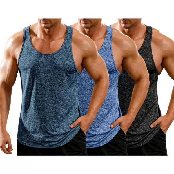 COOFANDY Men's 3 Pack Gym Tank Tops Y-Back Workout Muscle Tee Training Bodybuilding Fitness Sleeveless T Shirts
