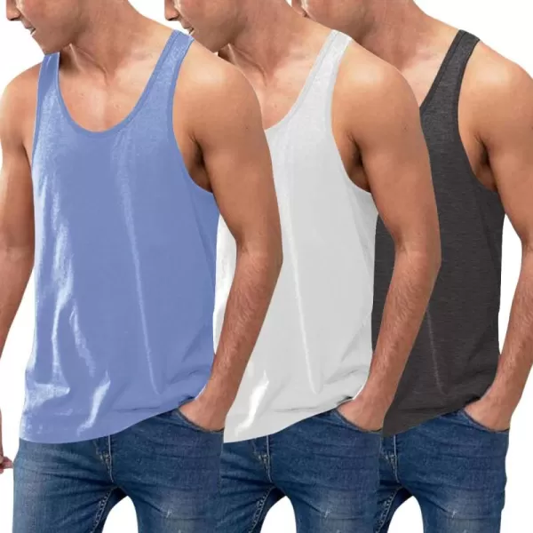COOFANDY Men's 3 Pack Tank Tops Cotton Performance Sleeveless Casual Classic T Shirts