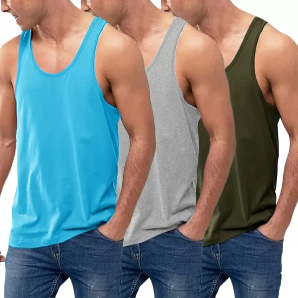 COOFANDY Men's 3 Pack Tank Tops Cotton Performance Sleeveless Casual Classic T Shirts
