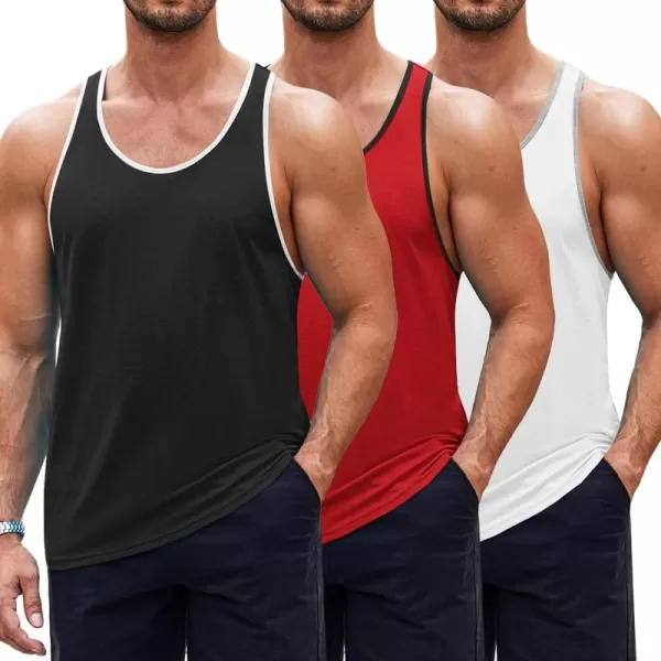 COOFANDY Men's 3 Pack Tank Tops Cotton Performance Sleeveless Casual Classic T Shirts