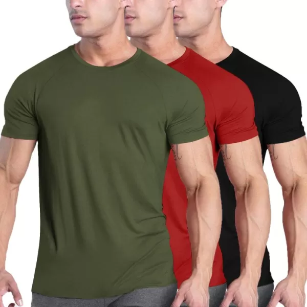 COOFANDY Men's 3 Pack Workout T Shirts Short Sleeve Gym Bodybuilding Muscle Shirts Base Layer Fitness Tee Tops