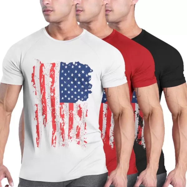 COOFANDY Men's 3 Pack Workout T Shirts Short Sleeve Gym Bodybuilding Muscle Shirts Base Layer Fitness Tee Tops