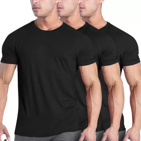 COOFANDY Men's 3 Pack Workout T Shirts Short Sleeve Gym Bodybuilding Muscle Shirts Base Layer Fitness Tee Tops