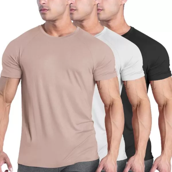 COOFANDY Men's 3 Pack Workout T Shirts Short Sleeve Gym Bodybuilding Muscle Shirts Base Layer Fitness Tee Tops