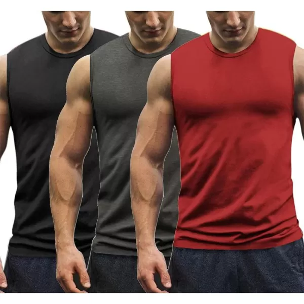 COOFANDY Men's 3 Pack Workout Tank Tops Gym Muscle Tee Bodybuilding Fitness Sleeveless T Shirts