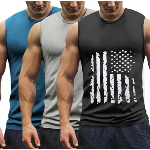 COOFANDY Men's 3 Pack Workout Tank Tops Gym Muscle Tee Bodybuilding Fitness Sleeveless T Shirts
