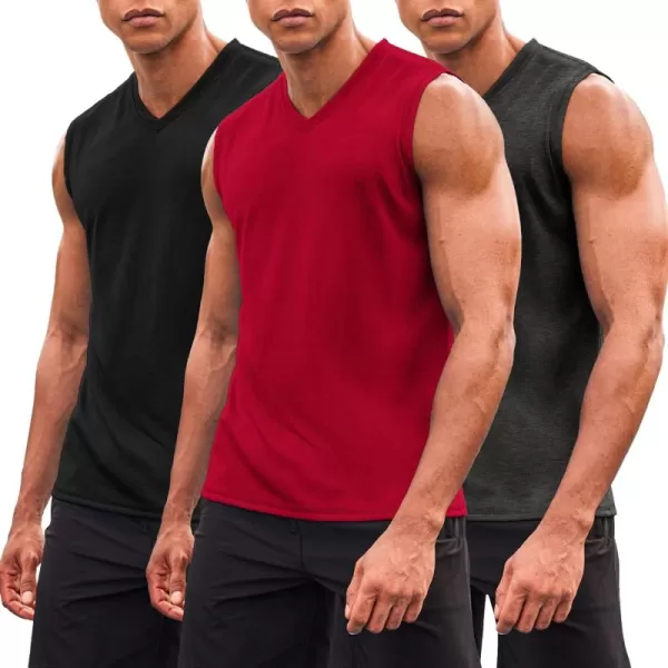COOFANDY Men's 3 Pack Workout Tank Tops Gym Sleeveless Shirts V Neck Bodybuilding Muscle Tee Shirt