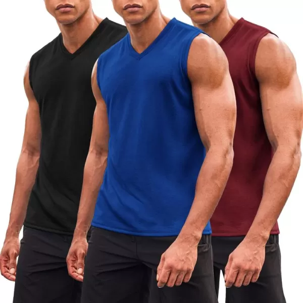 COOFANDY Men's 3 Pack Workout Tank Tops Gym Sleeveless Shirts V Neck Bodybuilding Muscle Tee Shirt