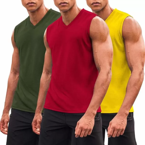 COOFANDY Men's 3 Pack Workout Tank Tops Gym Sleeveless Shirts V Neck Bodybuilding Muscle Tee Shirt