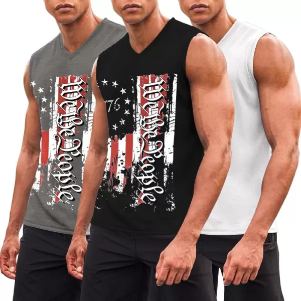COOFANDY Men's 3 Pack Workout Tank Tops Gym Sleeveless Shirts V Neck Bodybuilding Muscle Tee Shirt