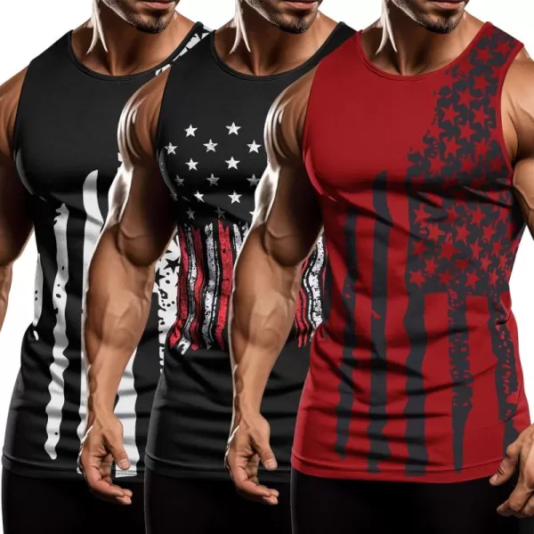 COOFANDY Men's 3 Pack Workout Tank Tops Sleeveless Gym Shirts Bodybuilding Fitness Muscle Tee Shirts