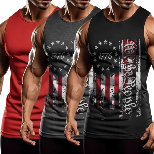 COOFANDY Men's 3 Pack Workout Tank Tops Sleeveless Gym Shirts Bodybuilding Fitness Muscle Tee Shirts
