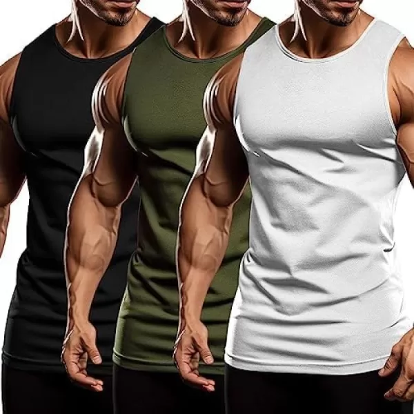 COOFANDY Men's 3 Pack Workout Tank Tops Sleeveless Gym Shirts Bodybuilding Fitness Muscle Tee Shirts