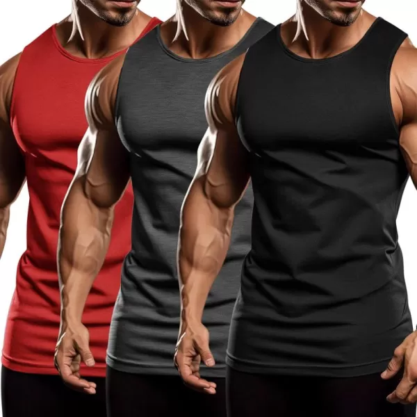 COOFANDY Men's 3 Pack Workout Tank Tops Sleeveless Gym Shirts Bodybuilding Fitness Muscle Tee Shirts