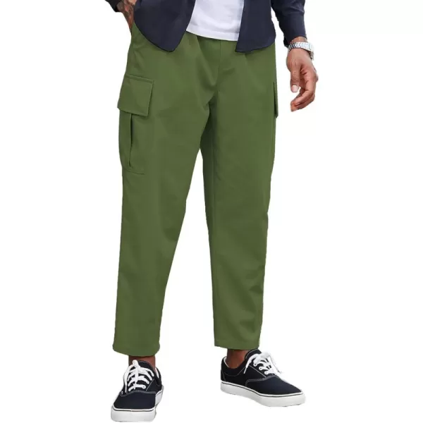 COOFANDY Mens Cargo Pants Relaxed Fit Casual Linen Pants Drawstring Sweatpants with 6 Pockets