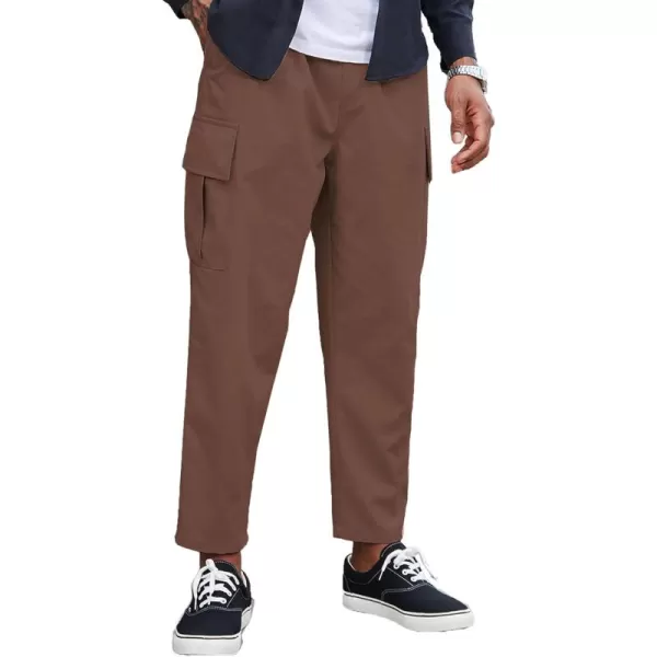 COOFANDY Mens Cargo Pants Relaxed Fit Casual Linen Pants Drawstring Sweatpants with 6 Pockets