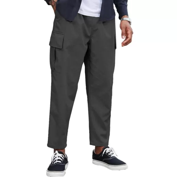 COOFANDY Mens Cargo Pants Relaxed Fit Casual Linen Pants Drawstring Sweatpants with 6 Pockets