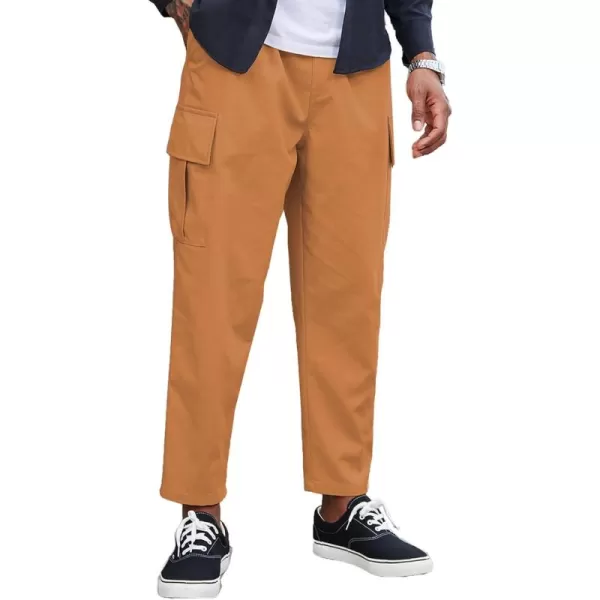 COOFANDY Mens Cargo Pants Relaxed Fit Casual Linen Pants Drawstring Sweatpants with 6 Pockets