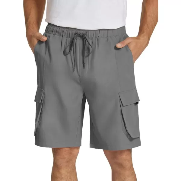 COOFANDY Mens Cargo Shorts Drawstring Casual Shorts Elastic Waist Summer Beach Shorts with Multi Pockets