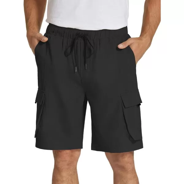 COOFANDY Mens Cargo Shorts Drawstring Casual Shorts Elastic Waist Summer Beach Shorts with Multi Pockets