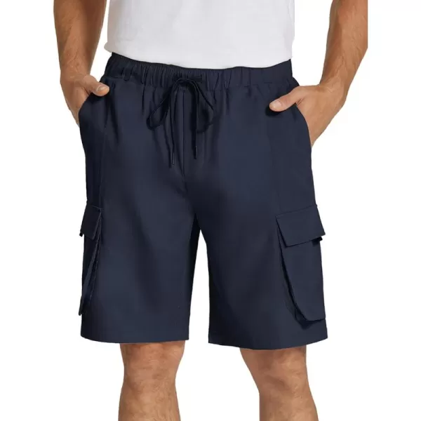 COOFANDY Mens Cargo Shorts Drawstring Casual Shorts Elastic Waist Summer Beach Shorts with Multi Pockets