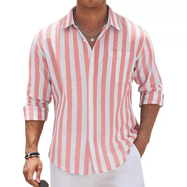COOFANDY Men's Casual Button Down Shirt Long Sleeve Linen Chambray Shirt