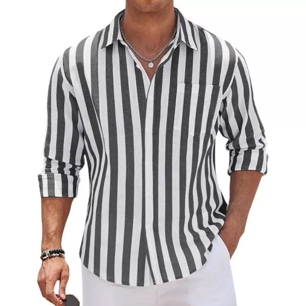 COOFANDY Men's Casual Button Down Shirt Long Sleeve Linen Chambray Shirt