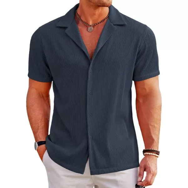 COOFANDY Men's Casual Button Down Shirts Short Sleeve Regular Fit Fashion Camp Beach Shirts Tops