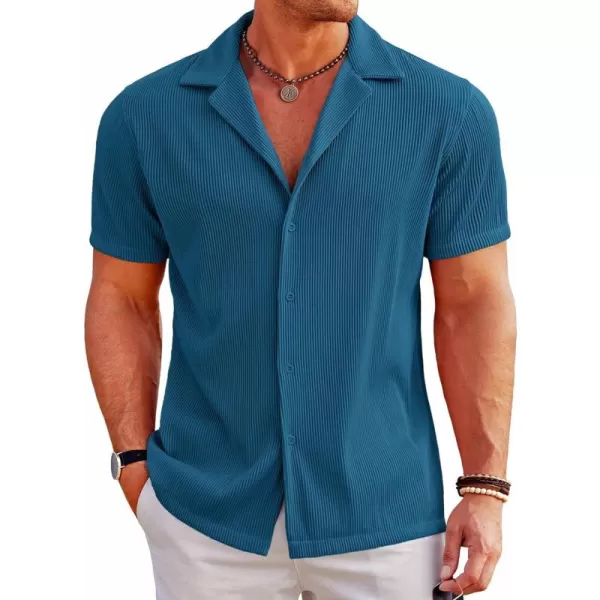 COOFANDY Men's Casual Button Down Shirts Short Sleeve Regular Fit Fashion Camp Beach Shirts Tops