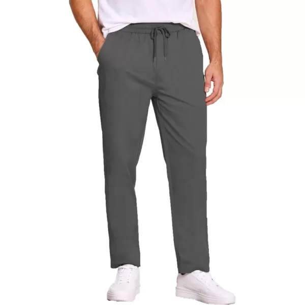 COOFANDY Men's Casual Drawstring Pants Regular Fit Elastic Waist Cotton Basic Straight Leg Cargo Pants