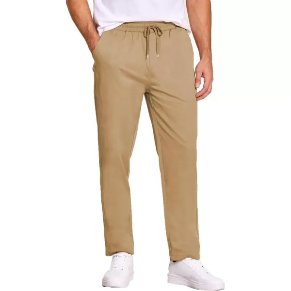 COOFANDY Men's Casual Drawstring Pants Regular Fit Elastic Waist Cotton Basic Straight Leg Cargo Pants