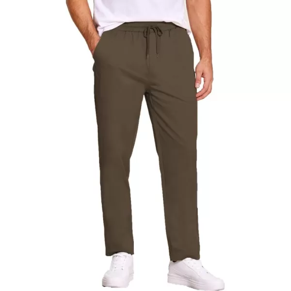 COOFANDY Men's Casual Drawstring Pants Regular Fit Elastic Waist Cotton Basic Straight Leg Cargo Pants