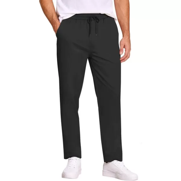 COOFANDY Men's Casual Drawstring Pants Regular Fit Elastic Waist Cotton Basic Straight Leg Cargo Pants