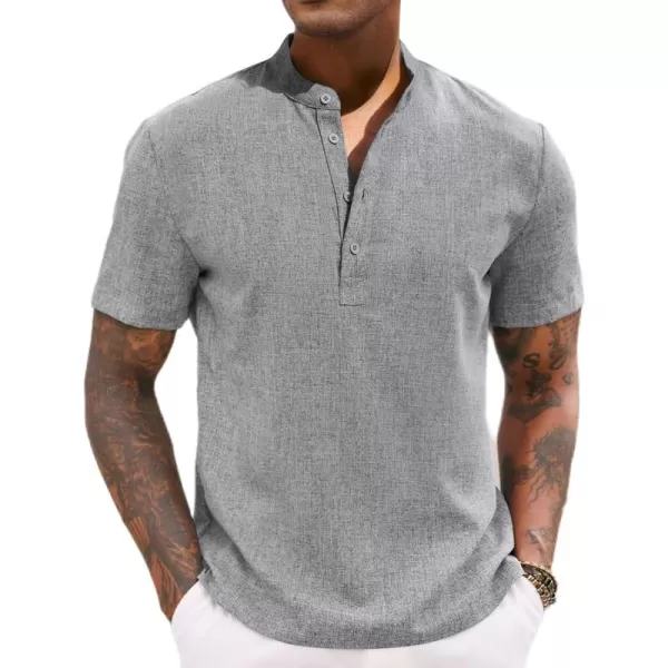 COOFANDY Men's Casual Henley Linen Shirt Summer Lightweight Beach Tee Shirts