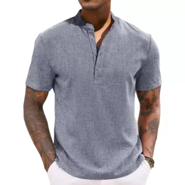 COOFANDY Men's Casual Henley Linen Shirt Summer Lightweight Beach Tee Shirts