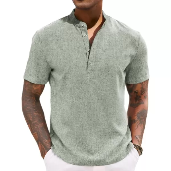 COOFANDY Men's Casual Henley Linen Shirt Summer Lightweight Beach Tee Shirts