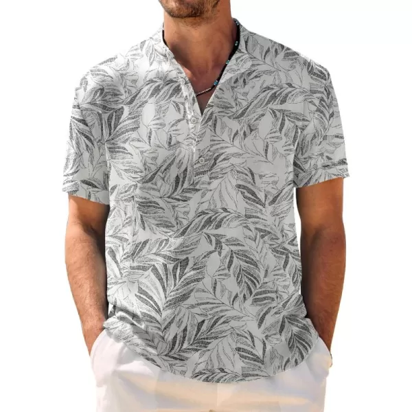 COOFANDY Men's Casual Henley Shirt Band Collar Short Sleeve Shirt Summer Beach Hippie T-Shirt