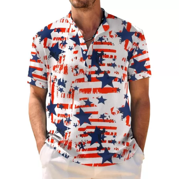 COOFANDY Men's Casual Henley Shirt Band Collar Short Sleeve Shirt Summer Beach Hippie T-Shirt