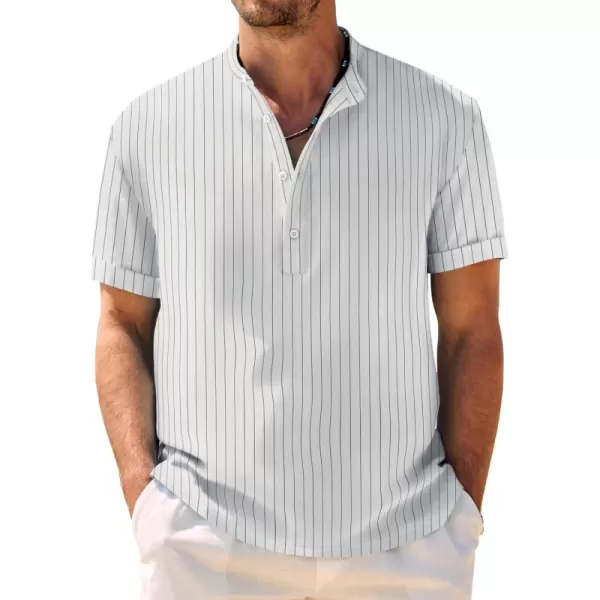 COOFANDY Men's Casual Henley Shirt Band Collar Short Sleeve Shirt Summer Beach Hippie T-Shirt