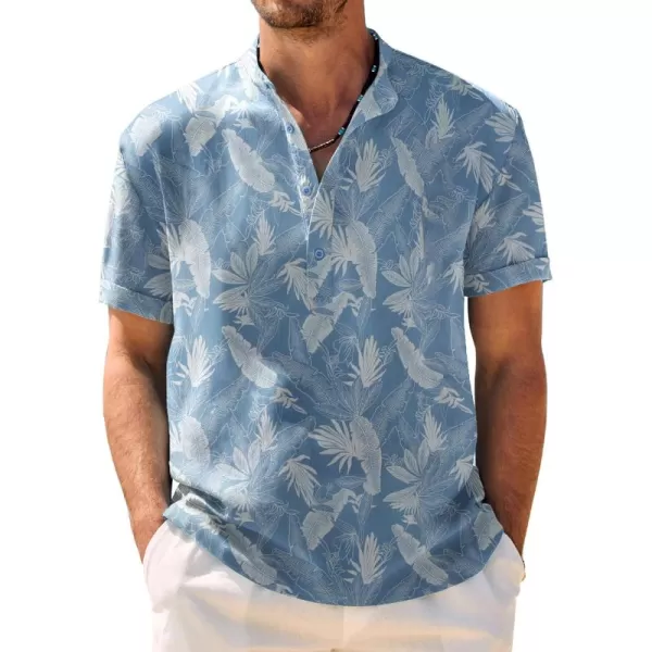COOFANDY Men's Casual Henley Shirt Band Collar Short Sleeve Shirt Summer Beach Hippie T-Shirt