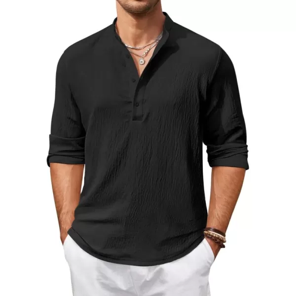 COOFANDY Men's Casual Henley Shirts Long Sleeve Hippie Beach T Shirts Yoga Summer Top